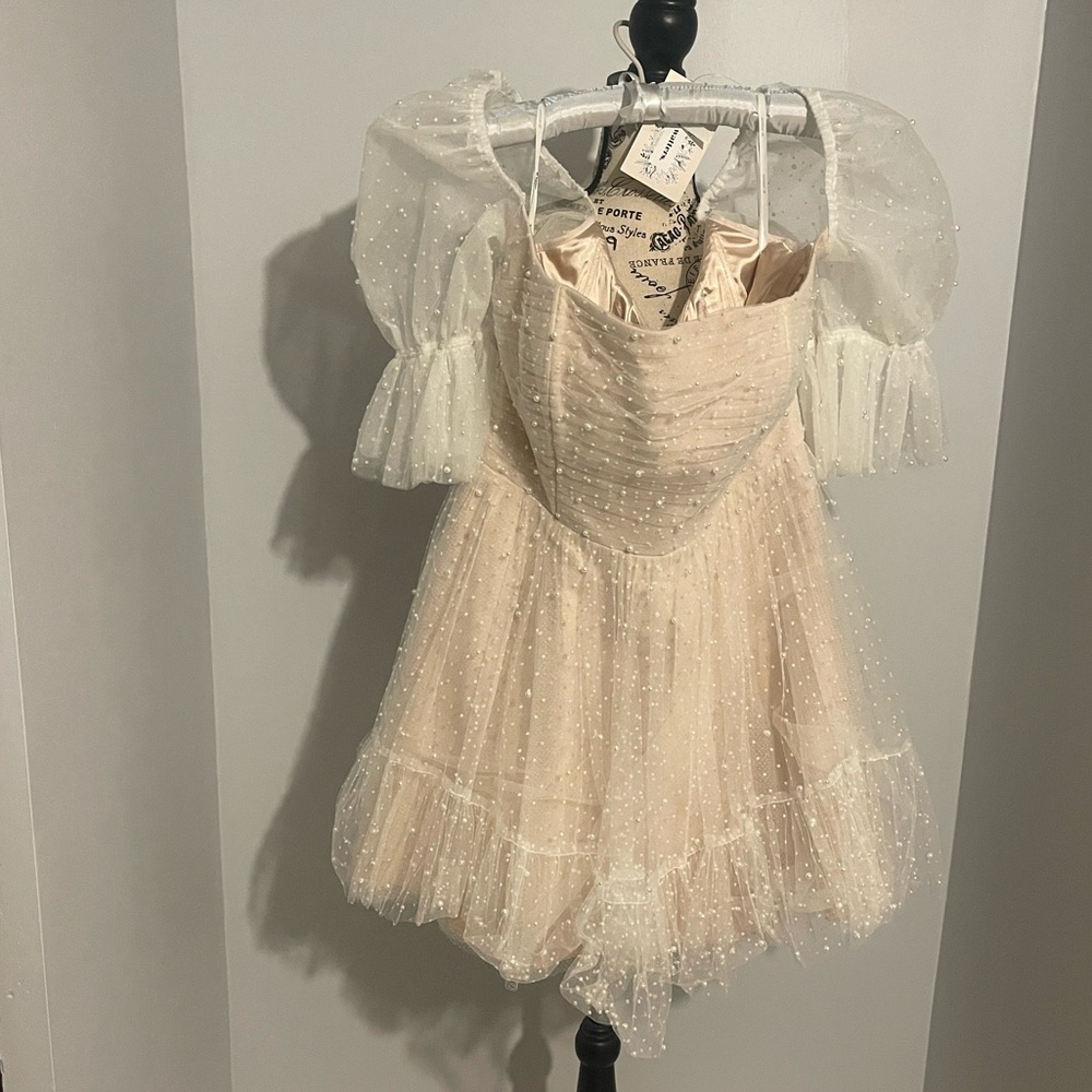 By Watters Macaron Square-Neck Tulle Embellished Mini Dress - Picture 5 of 11